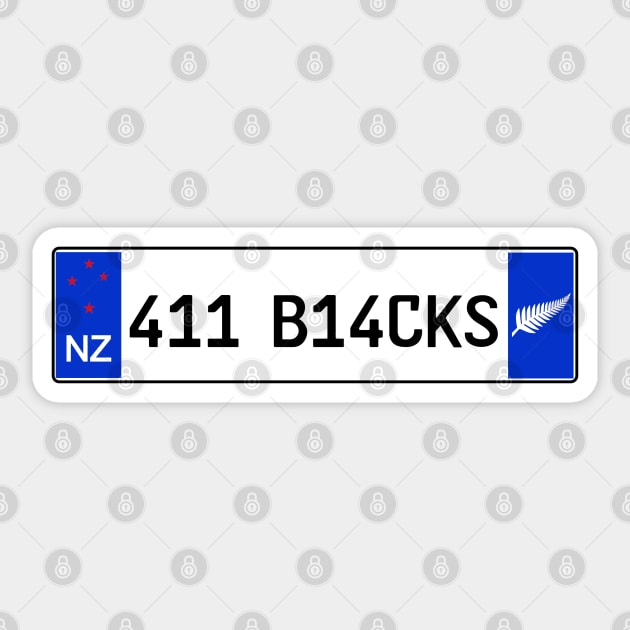New Zealand All Blacks car license plate Sticker by Travellers